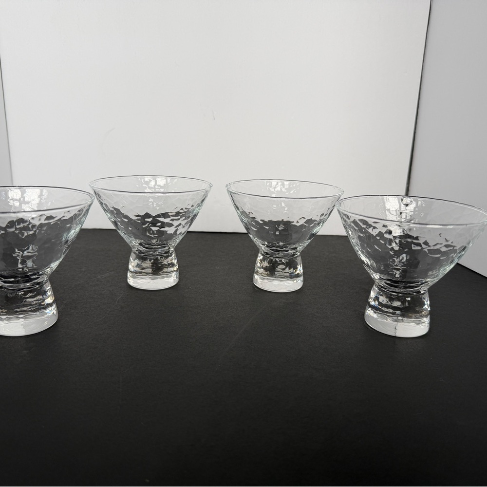 Hammered Glass Cocktail Dessert Glasses - Set of 4